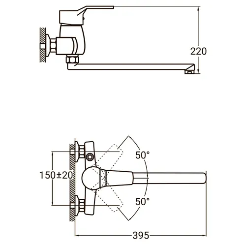 Смеситель AQUATICA NL-2C243C ванна 9750220 - PRORAB image-1