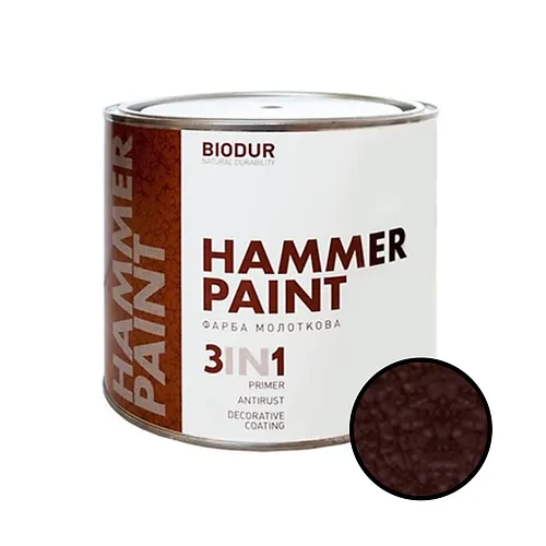Краска молотковая 3 в 1 BIODUR Hammer Paint 0,7л 117 коричневая - PRORAB