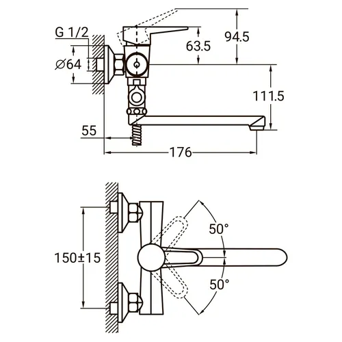 Смеситель AQUATICA HL-3C130C ванна 9734210 - PRORAB image-1