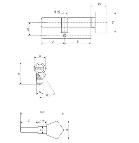 Цилиндр AVERS DM-80 35/45 хром ключ-ключ - PRORAB image-1