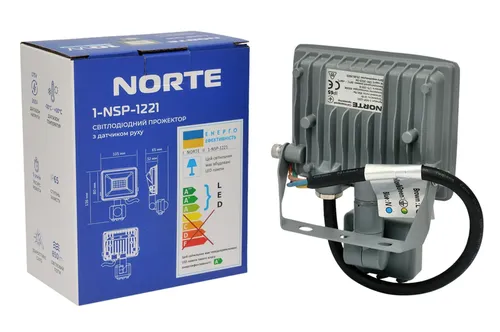 Прожектор NORTE 10W с датчиком движения 6500K 1-NSP-1221 - PRORAB image-1