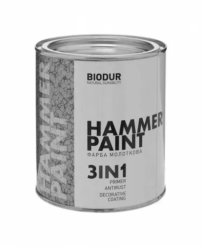 Краска молотковая 3 в 1 BIODUR Hammer Paint 0,7л 118 оксидно-красная - PRORAB