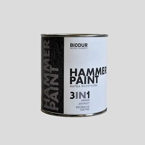 Краска молотковая 3 в 1 BIODUR Hammer Paint 0,7л 118 оксидно-красная - PRORAB image-1