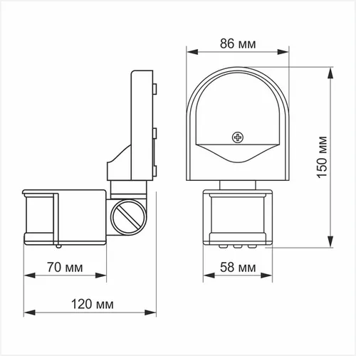 Датчик движения ETRON 1-ESP-355 1200W 180° черный - PRORAB image-3