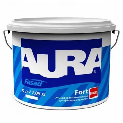 Краска фасадная AURA Fasad Fort 5л белая - PRORAB