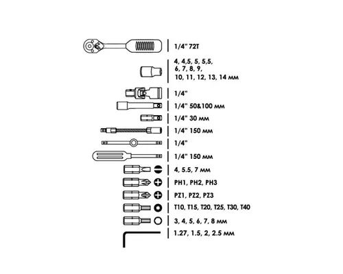 Набор ручного инструмента BlackStar 1/4*46 ед.04-00046 - PRORAB image-2