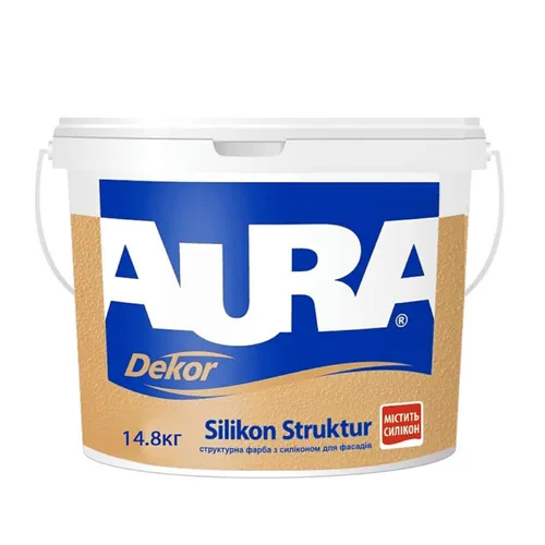 Краска структурная AURA Dekor Silikon Struktur 14,8кг силиконовая - PRORAB