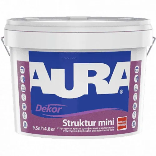 Краска структурная AURA Dekor Struktur mini 9,5л 14,8кг белая - PRORAB