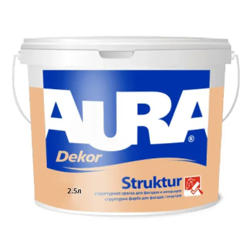 Краска структурная AURA Dekor Struktur 2,5л белая - PRORAB