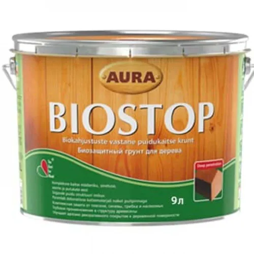 Грунтовка биозащитная AURA Biostop для дерева бесцветная (9 л) - PRORAB