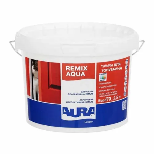 Эмаль акриловая AURA Luxpro Remix Aqua TR полуматовая 2,5л - PRORAB