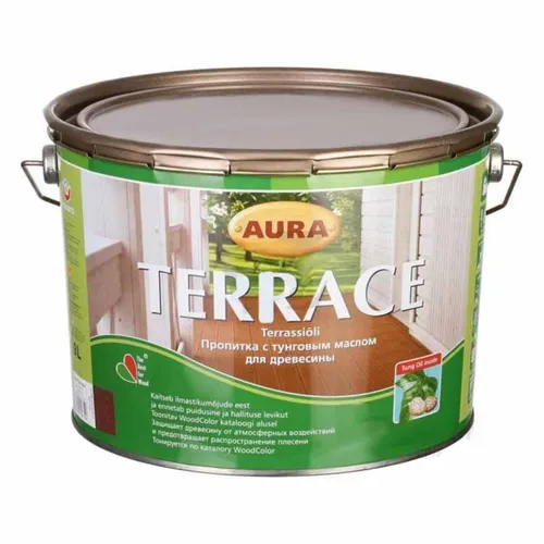 Масло для дерева AURA Terrace 9л коричневое - PRORAB