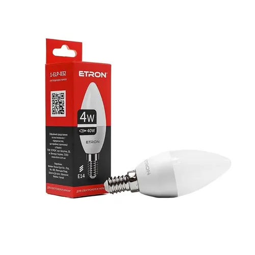Лампа LED ETRON Light Power 1-ELP-032 С37 4W 4200К Е14 - PRORAB image-1