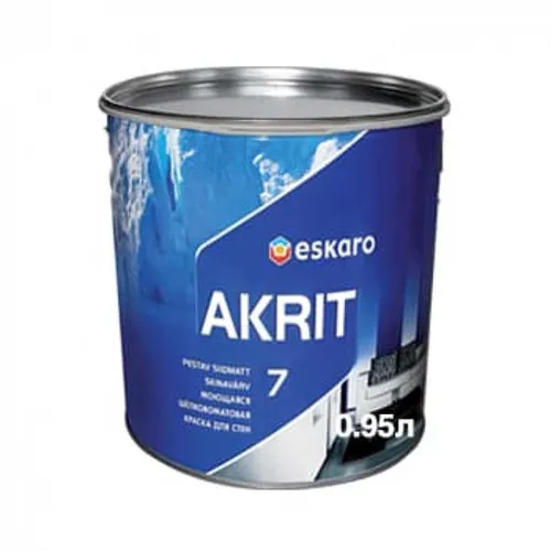 Краска ESKARO Akrit 7 0,95л белая шелковисто-матовая - PRORAB