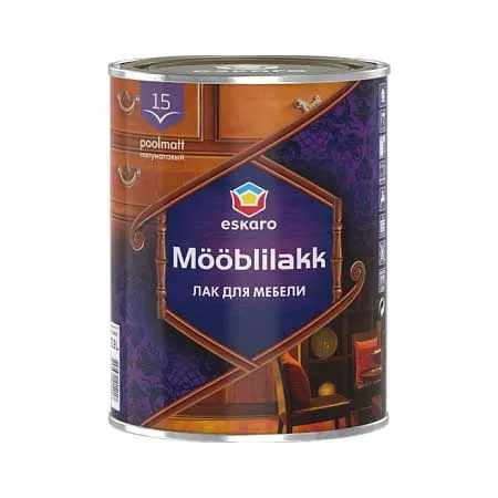 Лак акриловый ESKARO Mooblilakk 15 прозрачный 0,9л - PRORAB