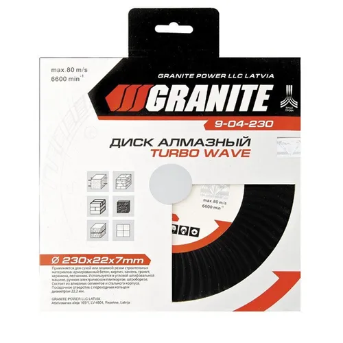 Диск алмазный GRANITE 230мм TURBO WAVE 9-04-230 - PRORAB image-1