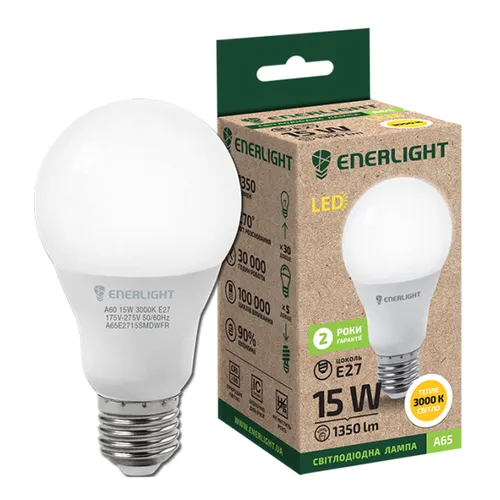 Лампа LED ENERLIGHT E27 15Вт A65 4100К - PRORAB