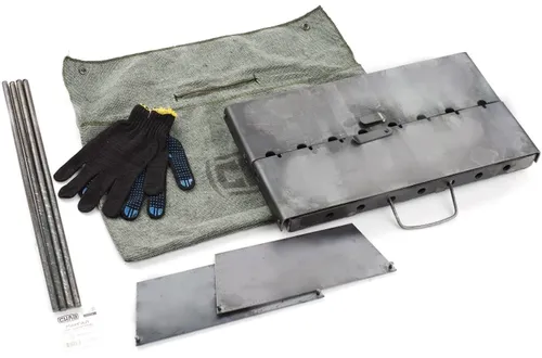 Мангал Сила раскладной на 8 шампуров толщина 2мм чехол+перчатки - PRORAB image-1
