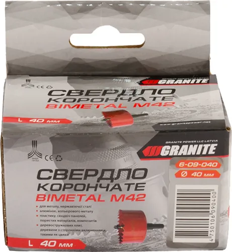 Сверло корончатое биметаллическое GRANITE М42 40мм 6-09-040 - PRORAB image-1