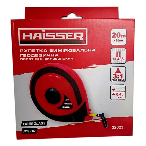 Рулетка HAISSER 20м закр.полот.стекловолок.2 класс22023 - PRORAB image-1