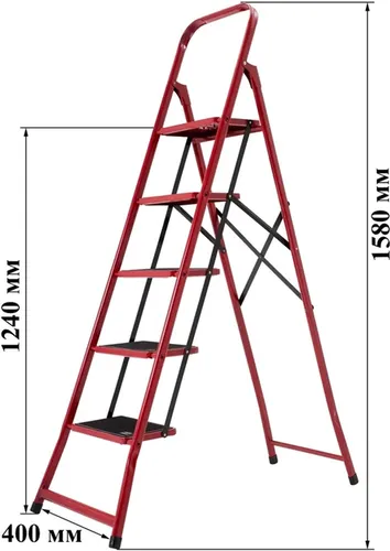 Лестница-стремянка ТЕХНОЛОГ Семейная 5 ступенек с ковриком 70-125 - PRORAB image-2