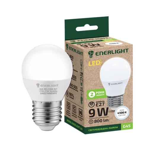 Лампа LED ENERLIGHT Е27 9Вт G45 4100К - PRORAB