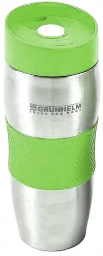 Термокружка GRUNHELM GTC102/103 из нерж. стали 380мл из силика. накл.зеленый/голубой - PRORAB image-1