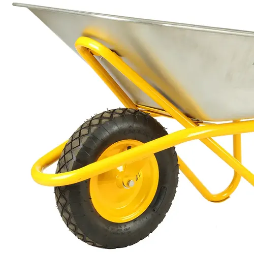 Тачка строительная BUDMONSTER 1 колесная 90л 180кг оцик.кузов желтая рама пневмо колесо 4*8 - PRORAB image-1