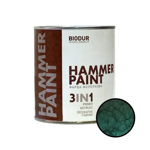 Краска молотковая 3 в 1 BIODUR Hammer Paint 0,7л 107 темно-зеленая - PRORAB