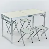 Стол складной для пикника усиленный+4 стульчика белый 1200*600мм - PRORAB image-1