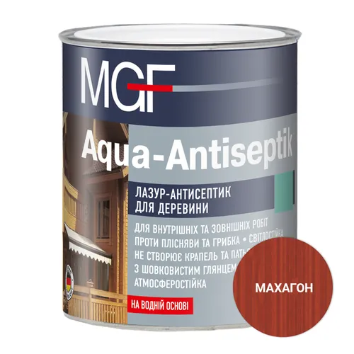 Лазурь MGF Aqua-Antiseptik махагон 0.75л - PRORAB