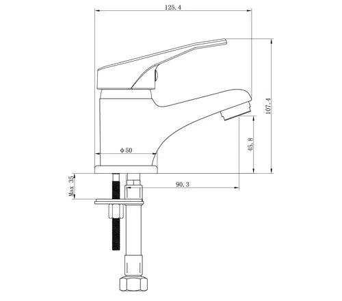 Смеситель IG Ø35 для раковины литий на шпильке AQUATICA IG-2A149C (9709000) - PRORAB image-2