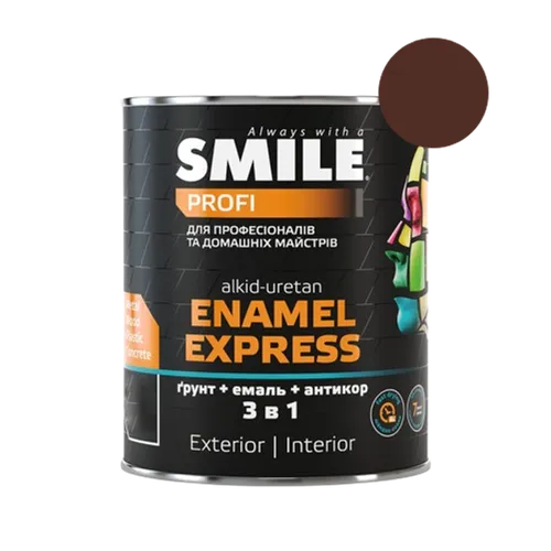 Краска молотковая 3 в 1 SMILE EXPRESS 0,7л коричневая - PRORAB