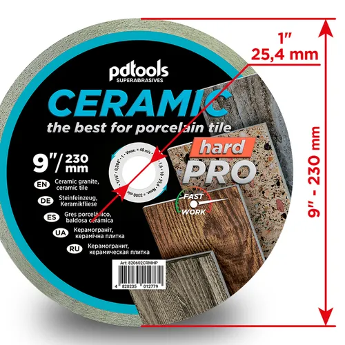 Диск алмазный PDtools CERAMIC HARD PRO 230 1.6 10 25.4 - PRORAB image-2