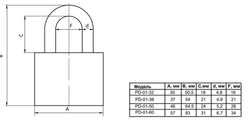 Замок навесной Vanger PD-01-50 00033334 - PRORAB image-1