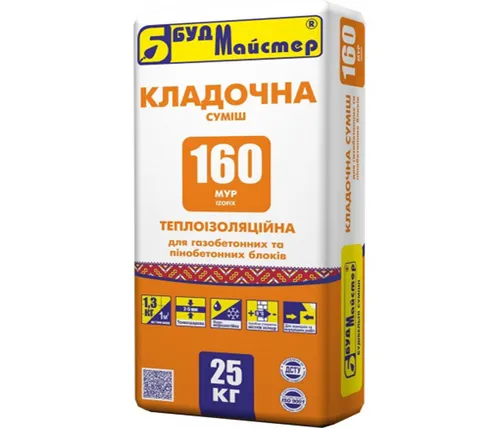 Клей для газоблока БУДМАСТЕР МУР-160 25кг - PRORAB