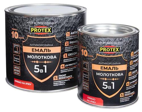 Краска молотковая 5 в 1 PROTEX Hammer Paint 2,0кг графит - PRORAB