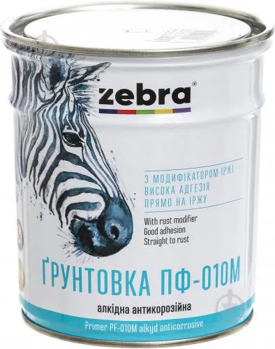 Грунтовка антикоррозионная ZEBRA ПФ-010М 0,9 кг 90 черная - PRORAB image-1