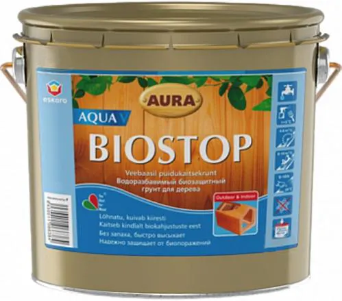 Грунт AURA Biostop для древесины 0,9л против жуков и грибка - PRORAB