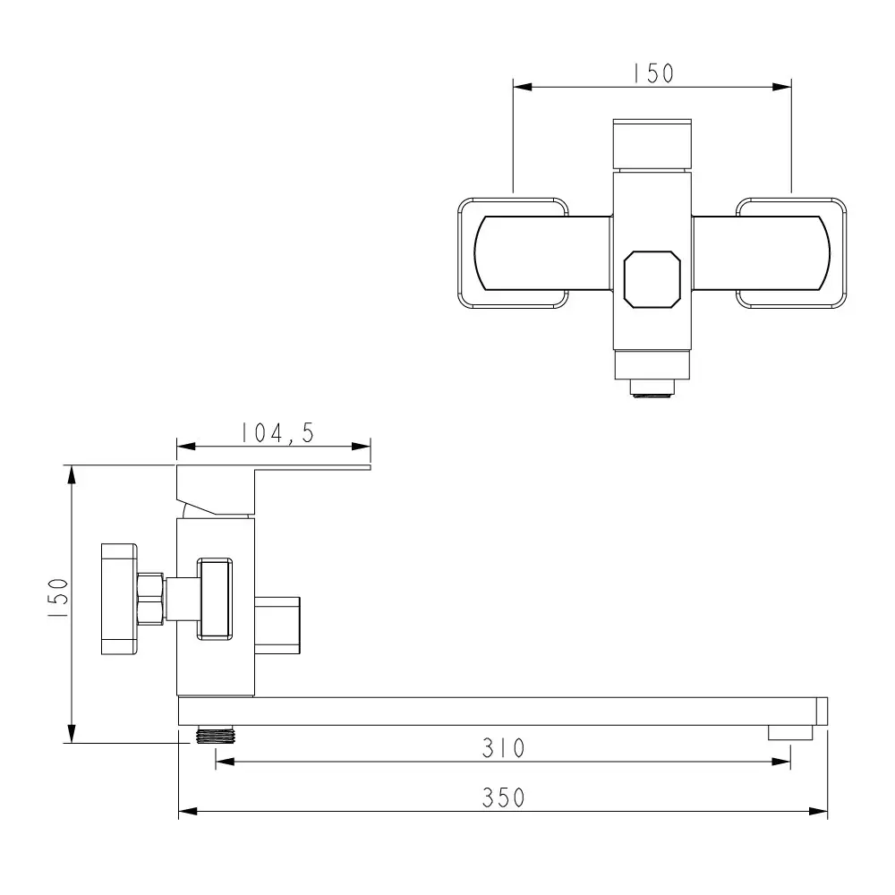 Смеситель WEZER PRO7А-02 ванна нерж.сталь - PRORAB image-1