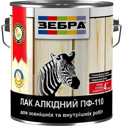 Лак ZEBRA ПФ-110 0,8 кг глянцевый. - PRORAB