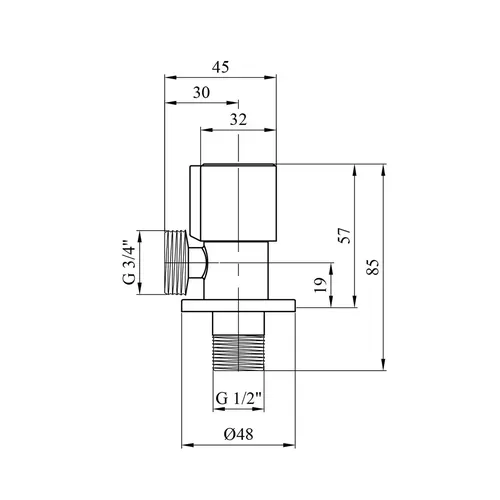 Кран для стиральной машины KARRO (KR-3133S) 1/2*3/4 - PRORAB image-1