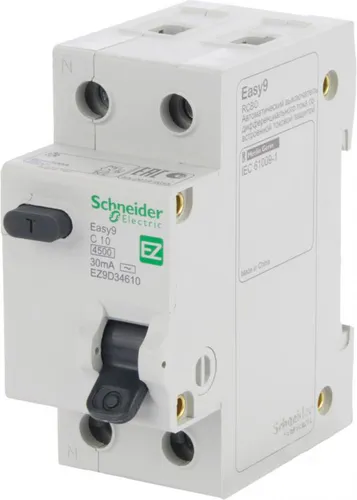 Дифференциальный автомат SCHNEIDER ELECTRIC 1р+N 10А 30мА С АС EZ9D34610 - PRORAB