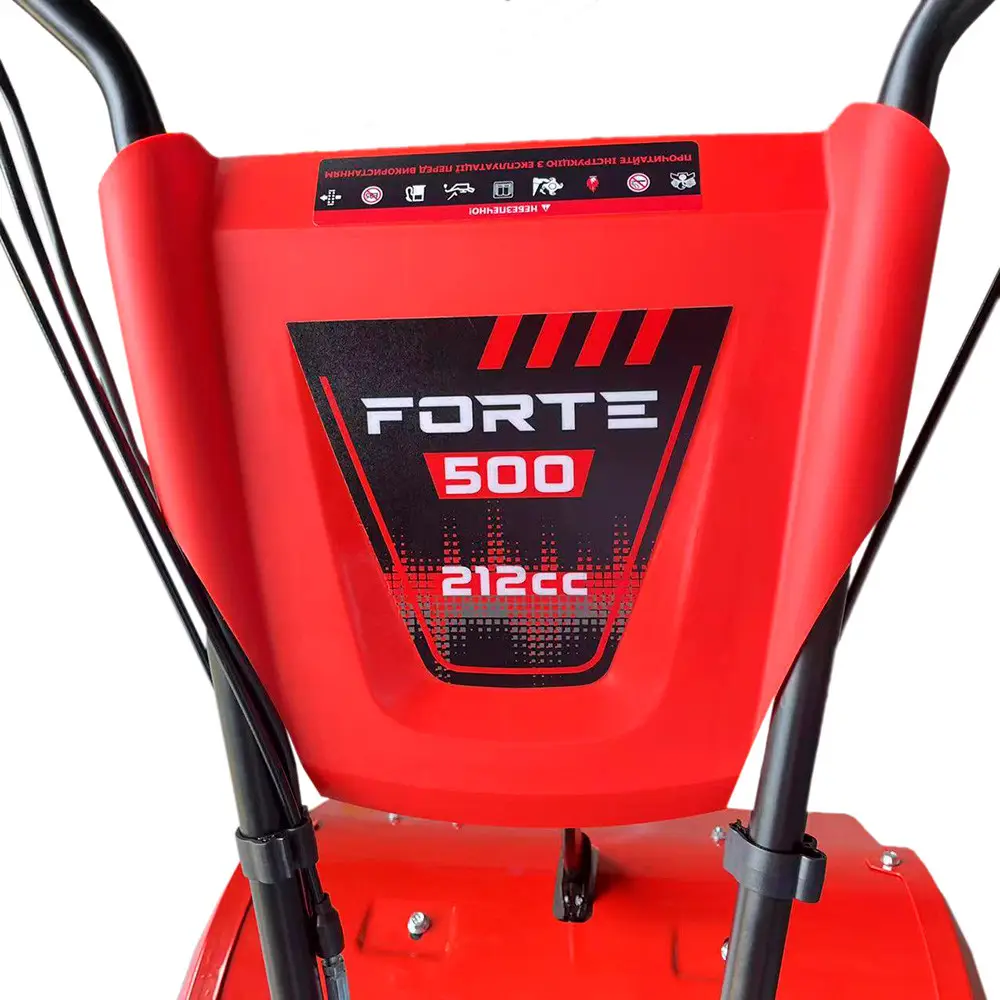 Культиватор FORTE 500, мощность 7л.с., ширина/глубина обработки 500/100 мм, двигатель 170F 212см3, ручной старт, привод - ремень+червячная, количество передач 1/0/-1, топливный бак 3.6л, 4 групп ножей, колеса 13*500-6 - PRORAB image-1