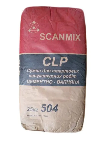 Штукатурка цементно-известковая SCANMIX 504 25кг - PRORAB
