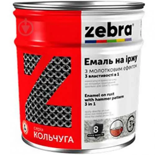 Эмаль антикоррозионная 3 в 1 ZEBRA серия Кольчуга 0,7 кг 20 серебристая - PRORAB