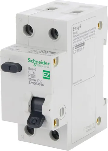 Дифференциальный автомат SCHNEIDER ELECTRIC 1р+N 16А 30мА С АС EZ9D34616 - PRORAB