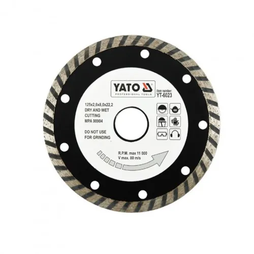 Диск алмазный YATO 125*8,0*22,2мм Turbo по гресу, керамике YT-6023 - PRORAB