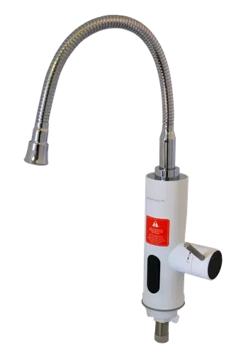 ЭЛЕКТРОНАГРЕВАТЕЛЬ ПРОТОЧНОЙ ВОДЫ EWH-1X-3G-ND-FLX-LED 3 кВт, гибкий гусь, с LED дисплеем, до +60 град (GRUNHELM) - PRORAB