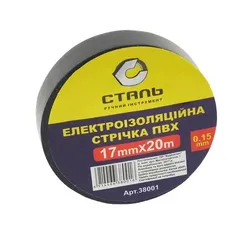 Изоляционная лента СТАЛЬ ПВХ 0,15*17мм 20м черная 38001 - PRORAB image-2